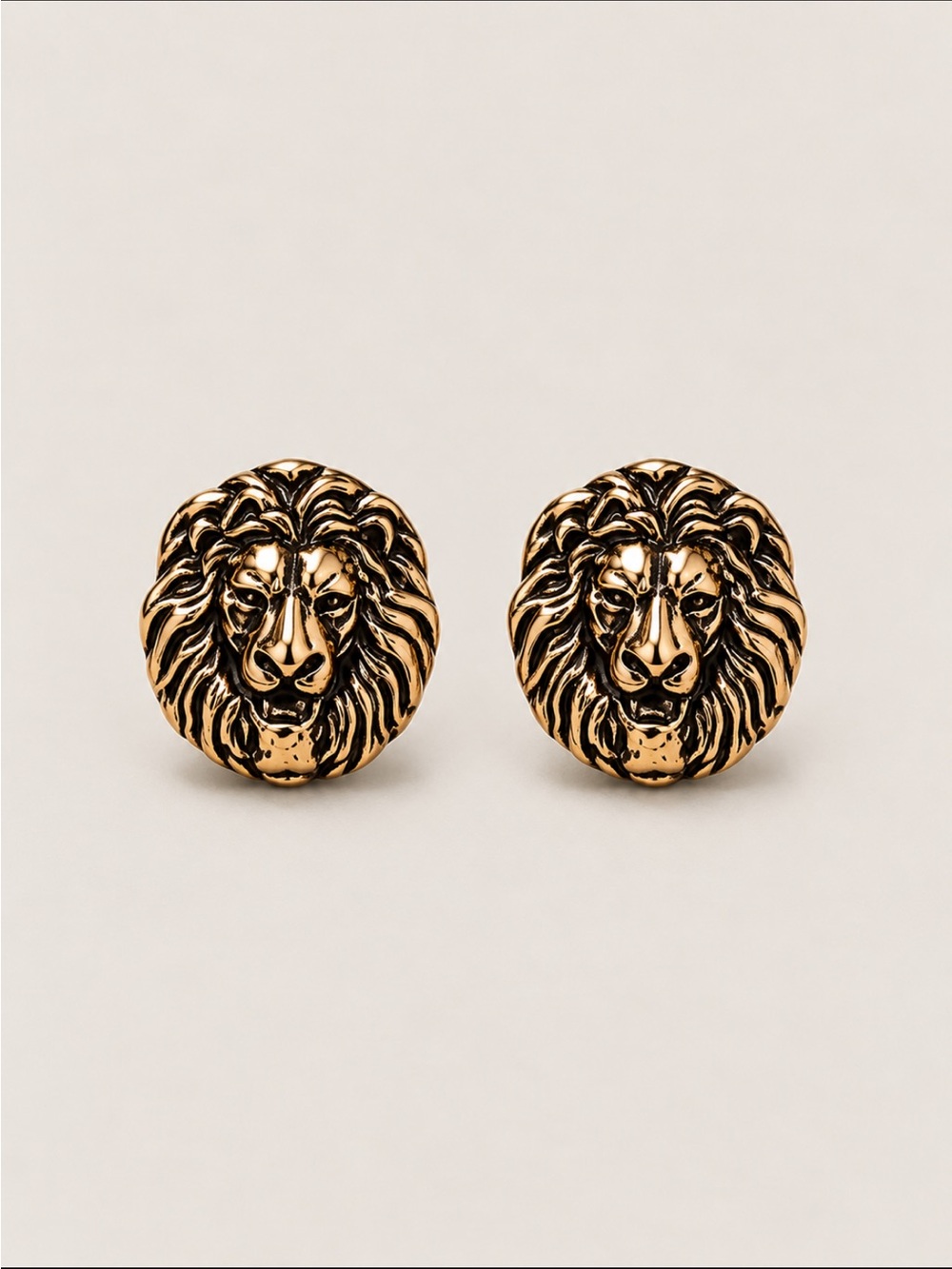 New! Gold Lion Post Earrings NWOT